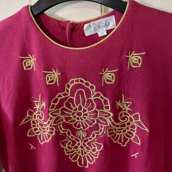 J.P Kids (14) Gold Embroidered Threading and Magenta Cotton Maxi DRESS - Picture 10 of 10